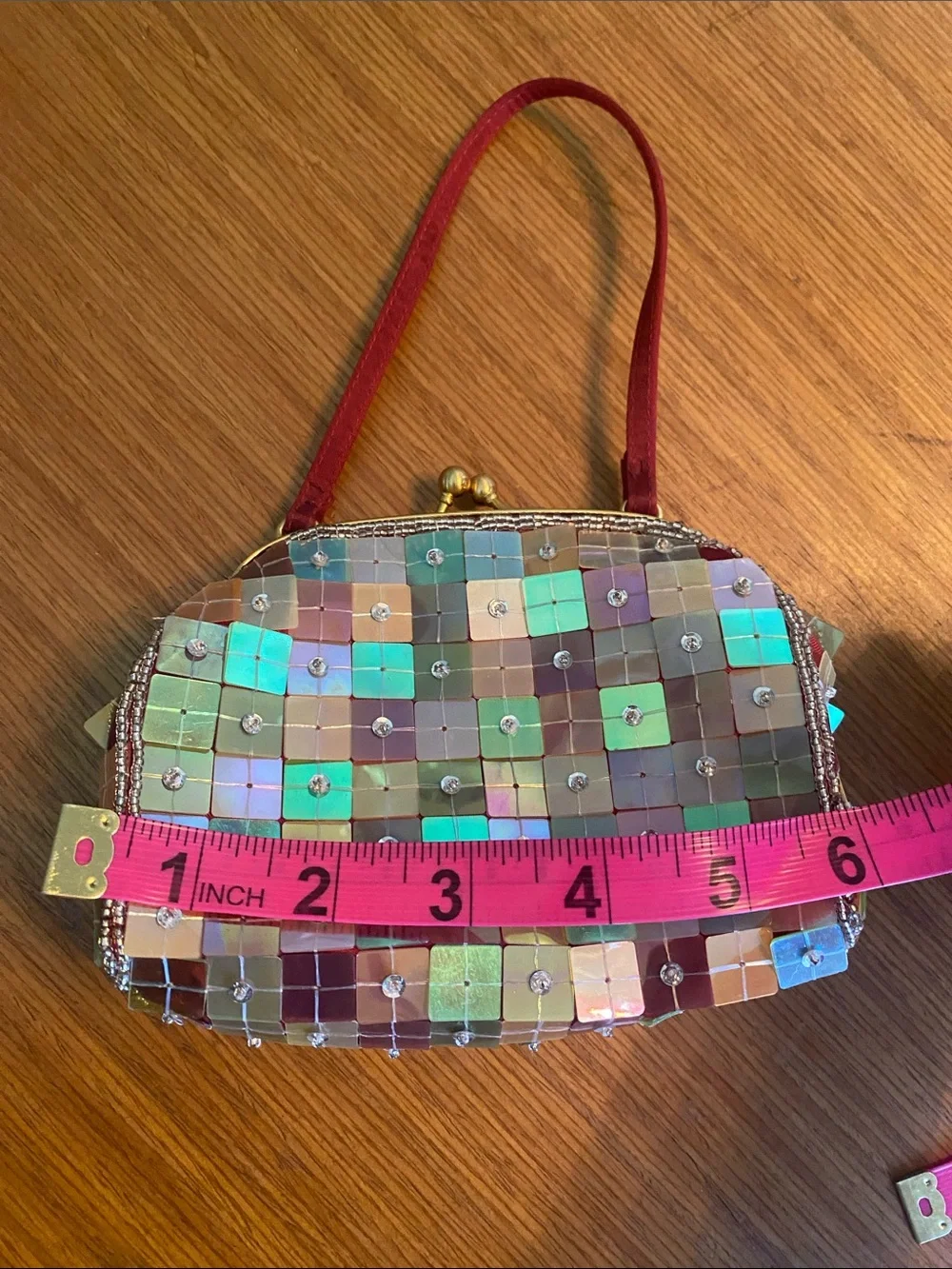 Vintage Iridescent Sequin Bead Mini Bag Kisslock